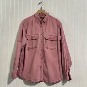 Faded Glory Cotton Work Shirt L 42/44 Pink Heavyweight Utility Gorpcore VTG